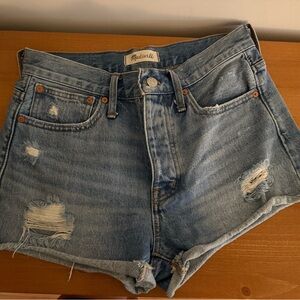 Madewell Light Blue Distressed Denim Cutoff Shorts